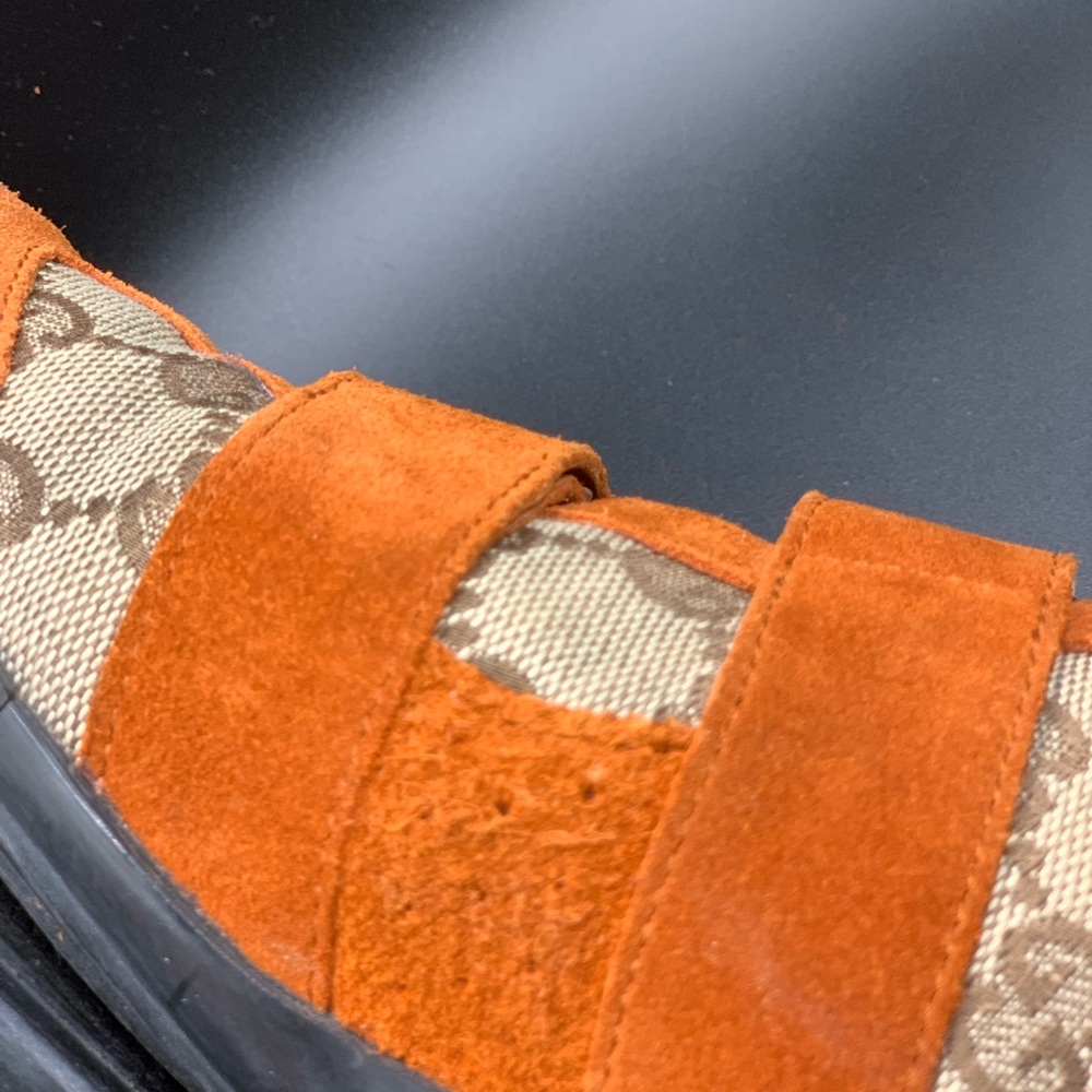 Gucci Orange Suede & GG Canvas Sneakers - Picture 14 of 15